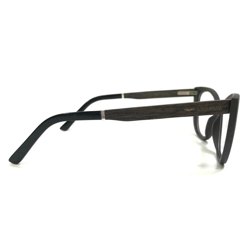 Upland Eyeglasses Frames Q355+M8 BOK Brown Wood Sharp Cat Eye 52-16-140